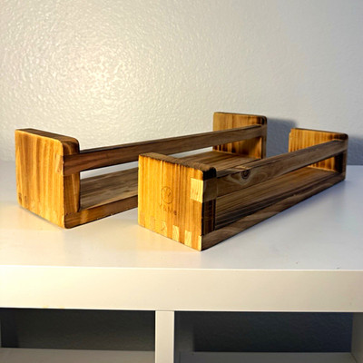 Wooden Storage Boxes Set of 2 - Brown Wood Storage Box Pair for Storage/Display