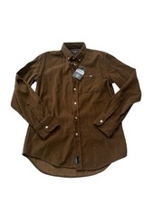 Camicia uomo THREE STROKE M abbottonata velluto a coste marrone Chester nuova con etichetta