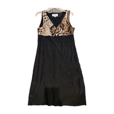 Studio I Women's  Leopard Print & Black Tiered Bottom Sheath Dress Size 10