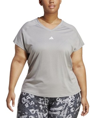 Adidas Plus Size Train Essentials V-Neck Short-Sleeve Medium Grey Heather 3X NEW