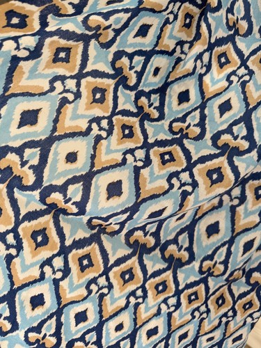 J.McLaughlin Neu Schilf Schal Navy/Beige/Hellblau Ikat Wolle Leicht - Bild 6 von 13