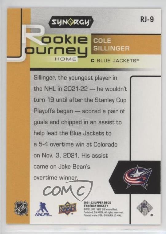 2021-22 Upper Deck Synergy Rookie Journey Home Red /299 Cole Sillinger ...