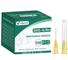 100Pack 25Ga 5/8 Inch Needle 16Mm Luer Lock Lab Dispensing Accessories for M...