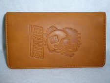 New York NY GIANTS   Leather Checkbook   NEW   tan+
