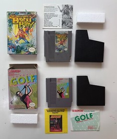 NES Boxed Games Lot - Bandai Golf, Baseball Stars, Bases Loaded II, Bayou Billy