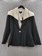 Sergio Hudson Two-tone Spectator Blazer Women's 14 Onyx/vanilla One Button L/s