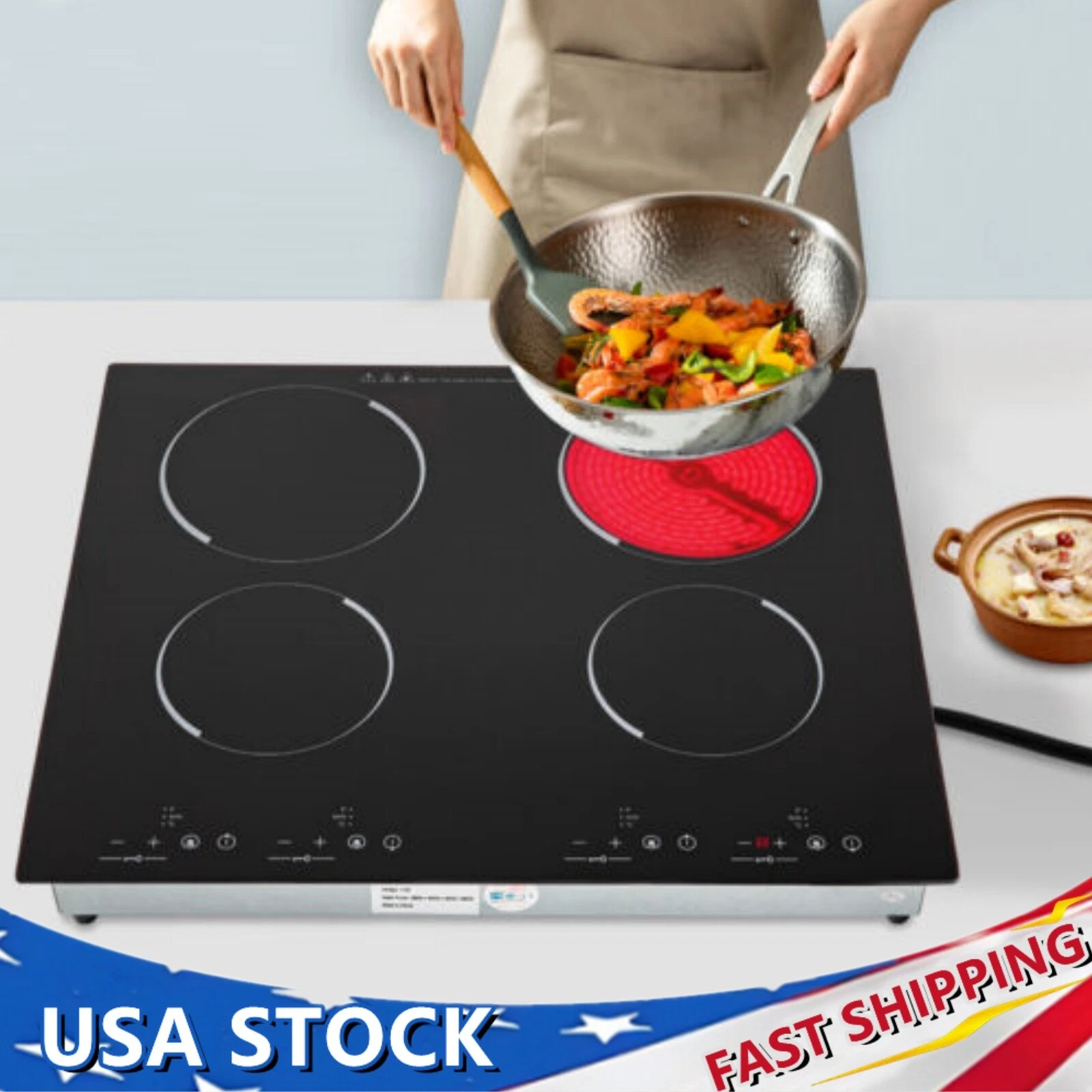 110V Induction Cooktop 4 Burners Electric Hob Cook Top Stove Ceramic Cooktop
Opens in a new window o