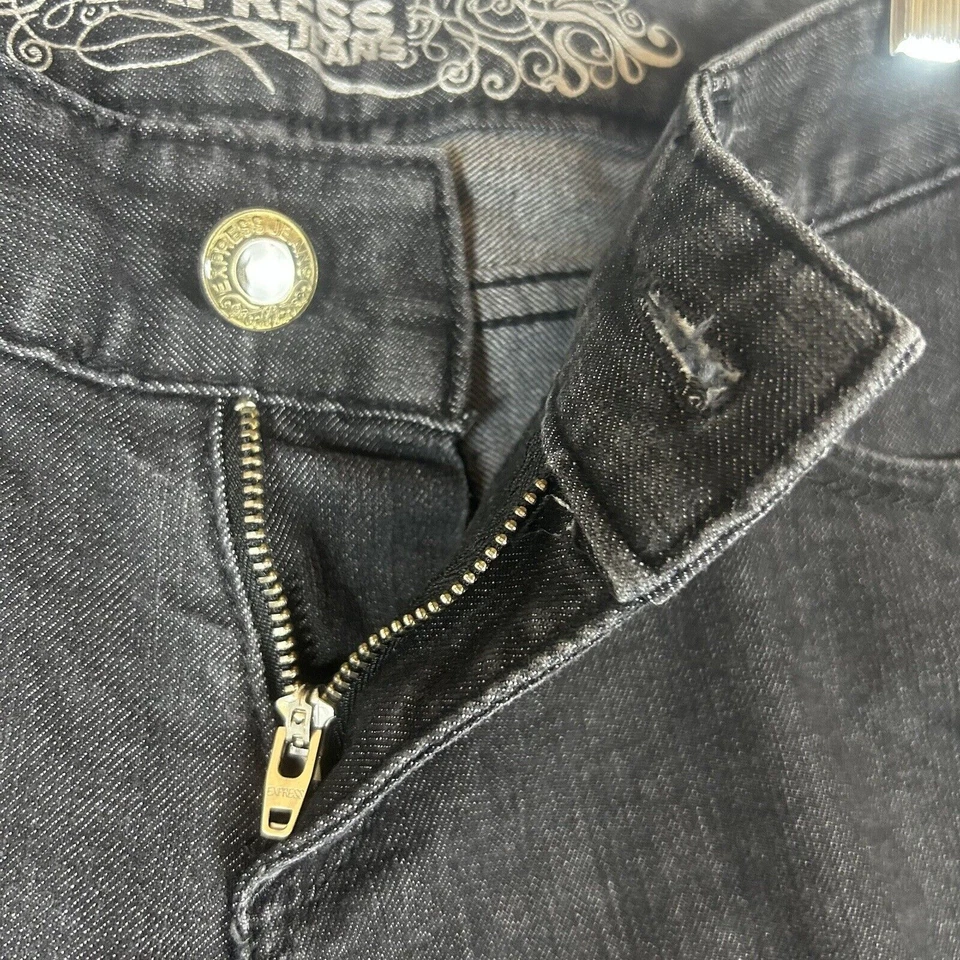 Legging de mezclilla Express talla 4 Zelda calce ajustado tiro ultra bajo negro Jegging Foto 3 de 4