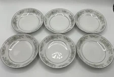 6-VTG EVERBRITE Fine CHINA Alicia Japan Small Bowls (I) pink blue Silver 5.5”