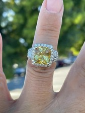 2Ct Princess Cut Yellow Citrine Halo Engagement Women Ring 14K White Gold Plated