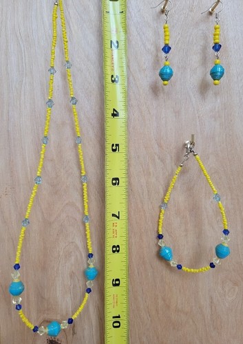 Paper Bead 3 Piece Set- Paper Bead Jewelry - Recycled Jewel - ISLAND FUN - Picture 4 of 6