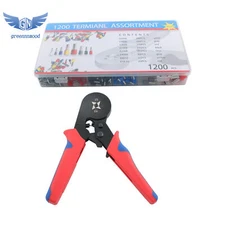 Ferrule Crimping Tool Kit AWG 23-7 Self-Adjustable Ferrel Crimper Kit w/1200PCS