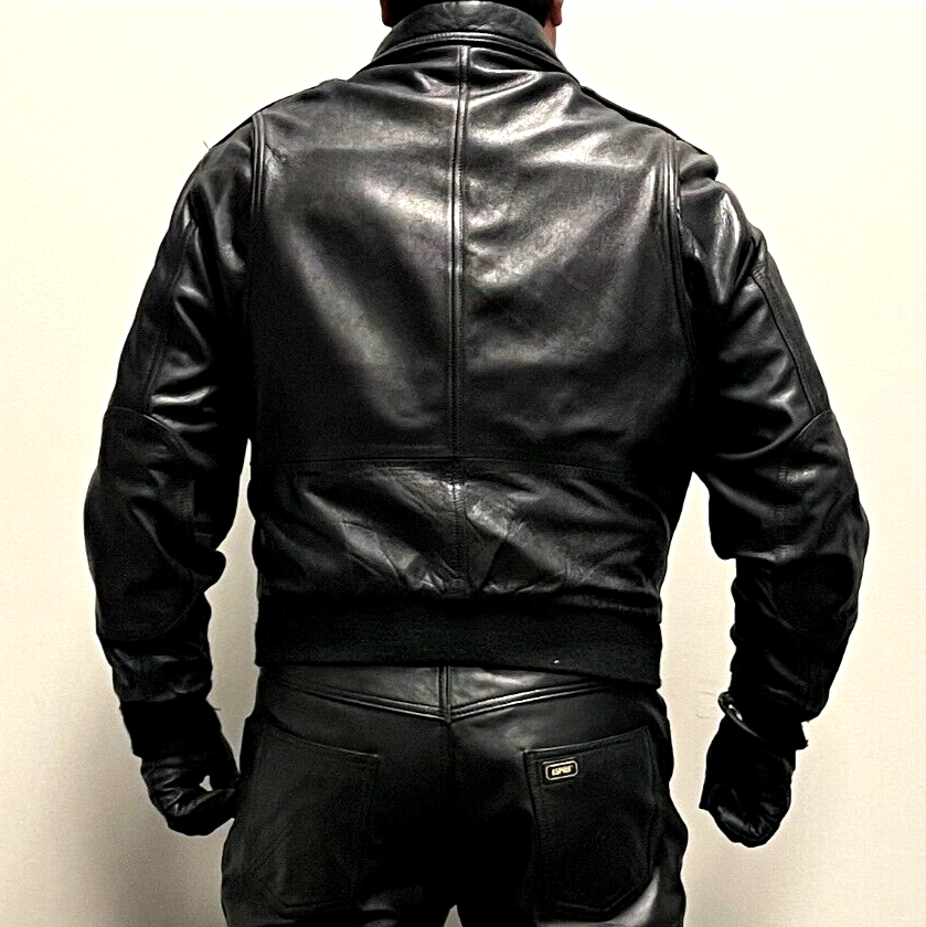San Diego Leather Factory A2 Black Leather Bomber Jacket 42 San Diego Leather Factory A2 Black Leather Bomber Jacket 42