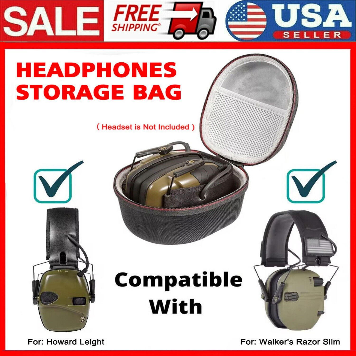 EVA Portable Carrying Case Bag Cover For Howard Leight Sport Earmuff Headsets