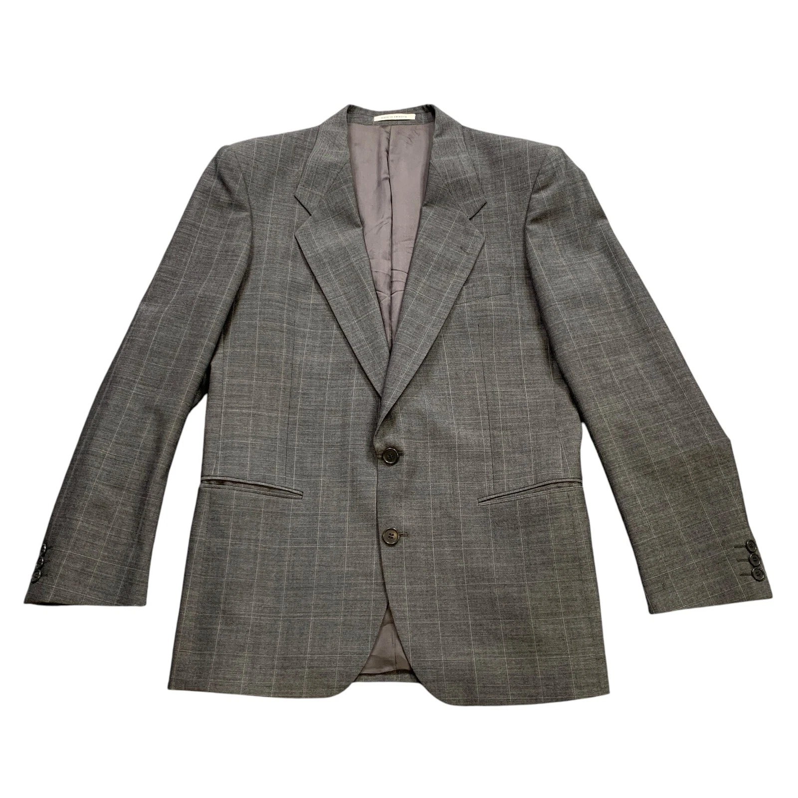 SAINT LAURENT (YSL) Blazer uomo Yves Saint Laurent 39 40 grigio lana quadri cappotto sportivo tacca risvolto