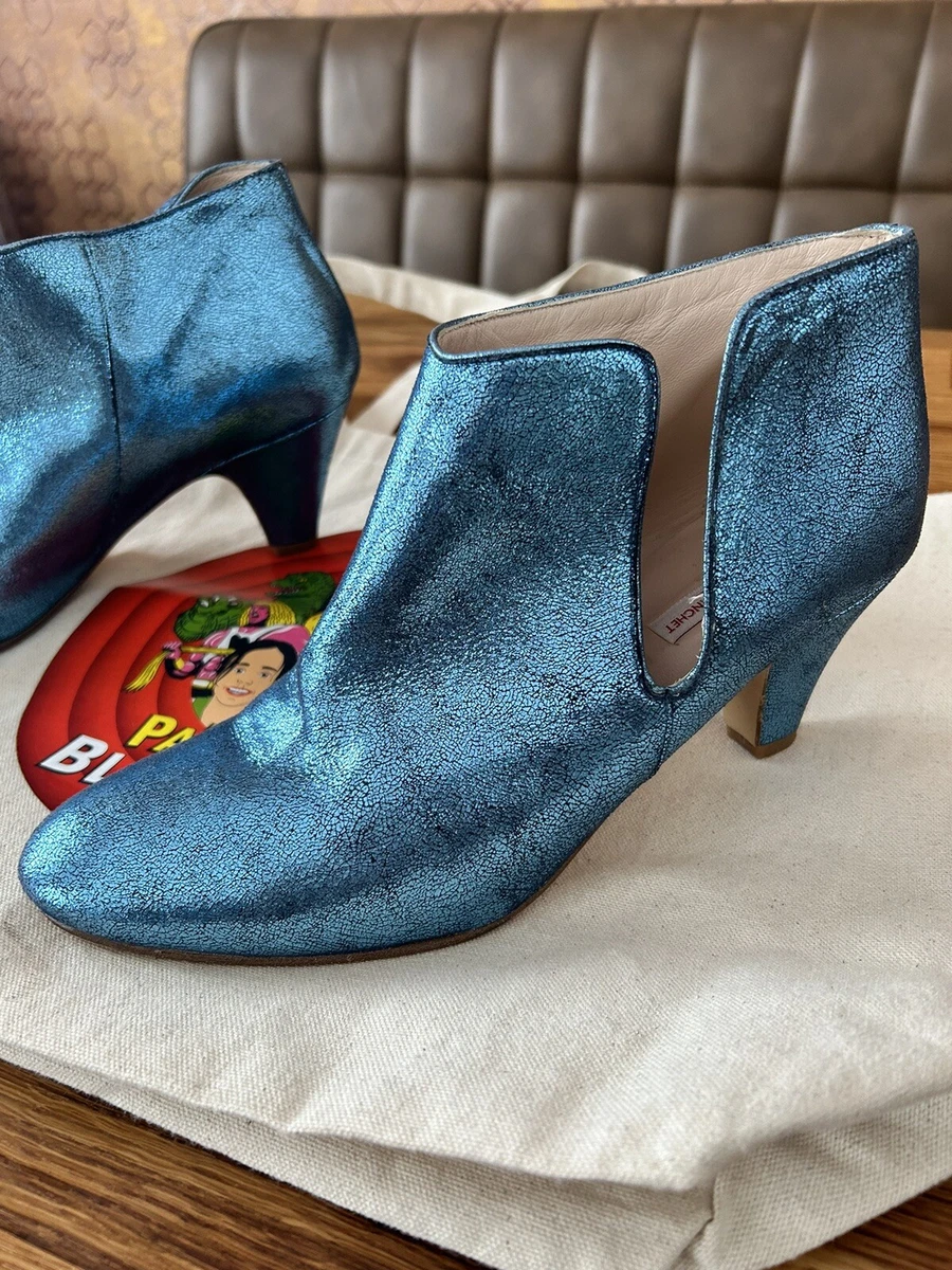 Ankle Boots Patricia Blanchet Blue Metallic STUNNING Size 41 7