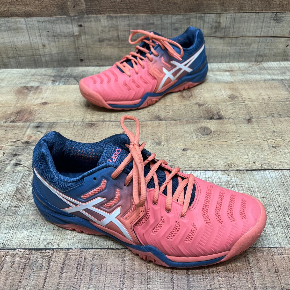ASICS Gel Resolution 7 Womens Tennis Shoes Court Pink Blue Size 9