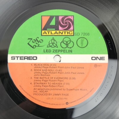 Led Zeppelin IV SD-7208 LP Record 1971 +InsertAtlantic Gf St A