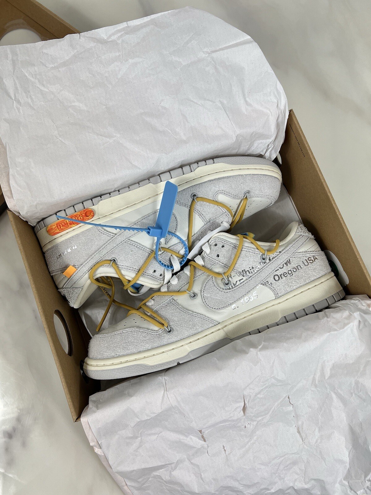OFF WHITE X NIKE Nike Dunk Low x Off White Lotto 34 UK 11 US 12 Nuove SPEDIZIONE VELOCE ??