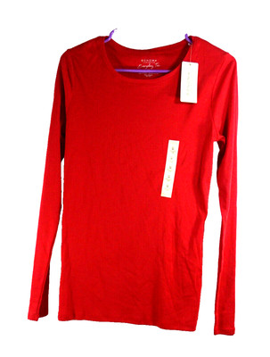 NWT-Sonoma The Everyday Tee. Crew Neck. Women's SizeM Color Red Long Sleeve.