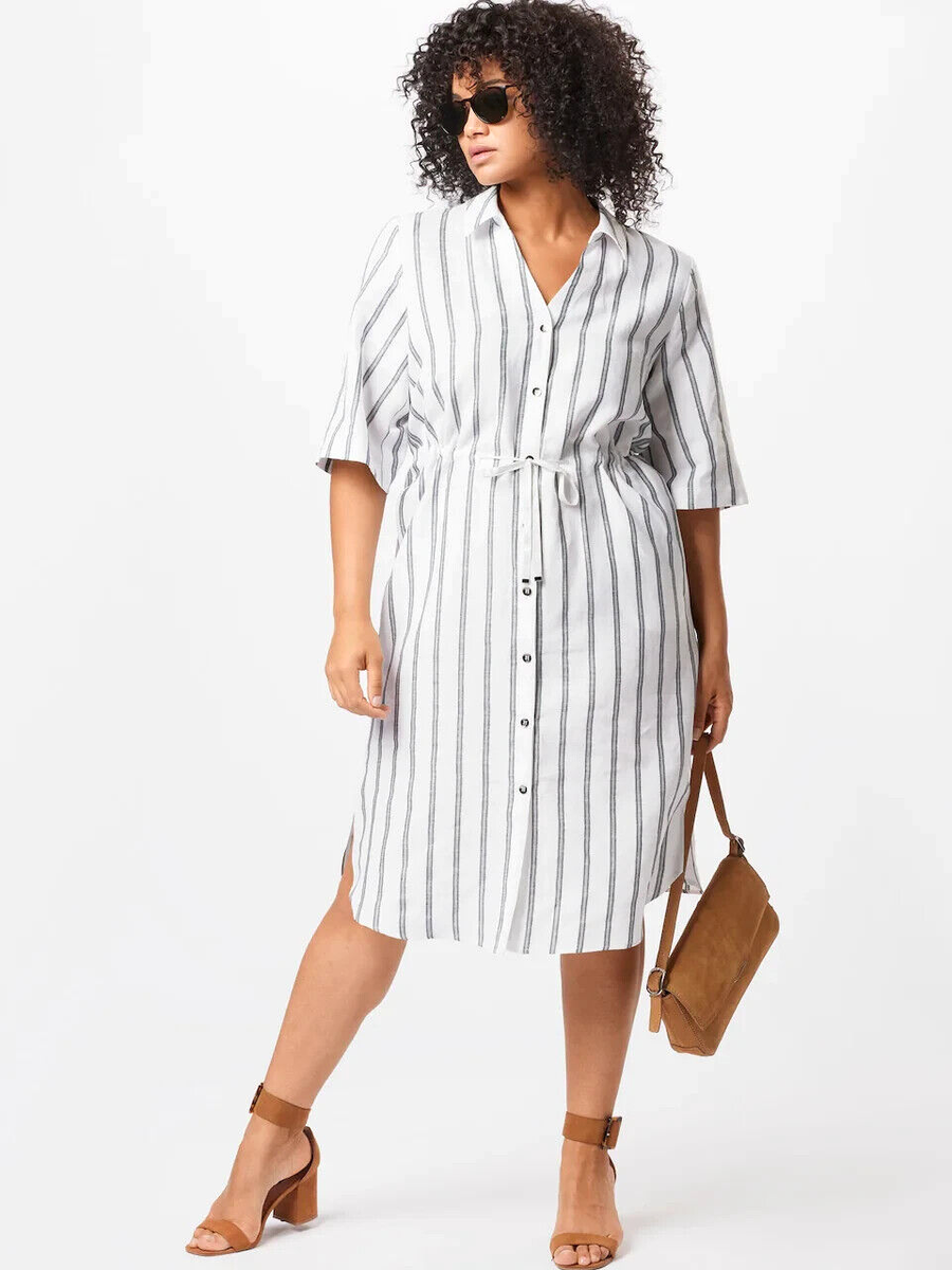 knee length dresses for ladies MARINA RINALDI | ONLINE & in Berlin | Midi Dress made of 100% Linen "Tubo"