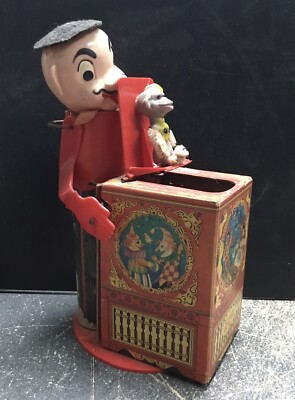 Vintage 1952 Mattel Stock #460 Wind Up Organ Grinder Jack In The