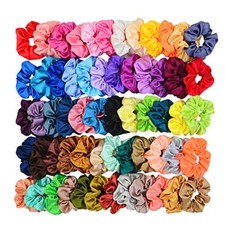 60 Colors Silk Large Satin Hair Scrunchies Elastic Hair Bobbles 60 Colors-L
