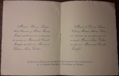 1914 Heiratsurkunde Dr. André VERDIER Camille JUSTAFRÉ Narbonne Millau.