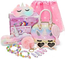 Unicorn Gift Box, With PU Leather Purse, Eyemask, Headband + More,  12 Pcs, Pink