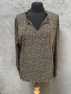 Hush Animal Print Blouse Long Sleeve Semi Sheer UK 12 Womens