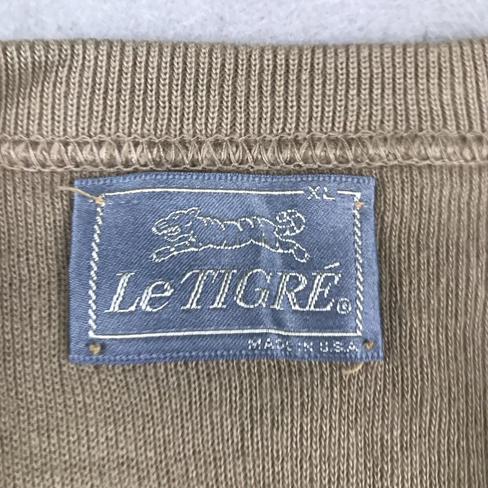 Suéter de Colección Le Tigre Para Hombres Grande Marrón Cuello en V Pullover Ligero Foto 4 de 4