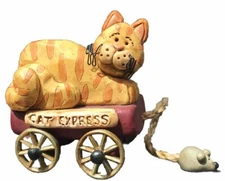 Blossom Bucket Suzi Skoglund Cat Figurine Express Wagon Mouse Folk Art Primitive