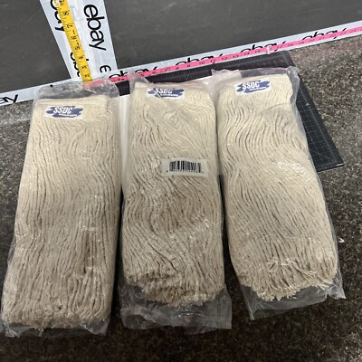 Lot Of 3 Mop Head Replacements, #24 SSDC SUSTAINABLE SOLUTIONS Cotton Heads New!