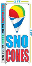 2x5 SNO CONES VERTICAL Banner Sign NEW