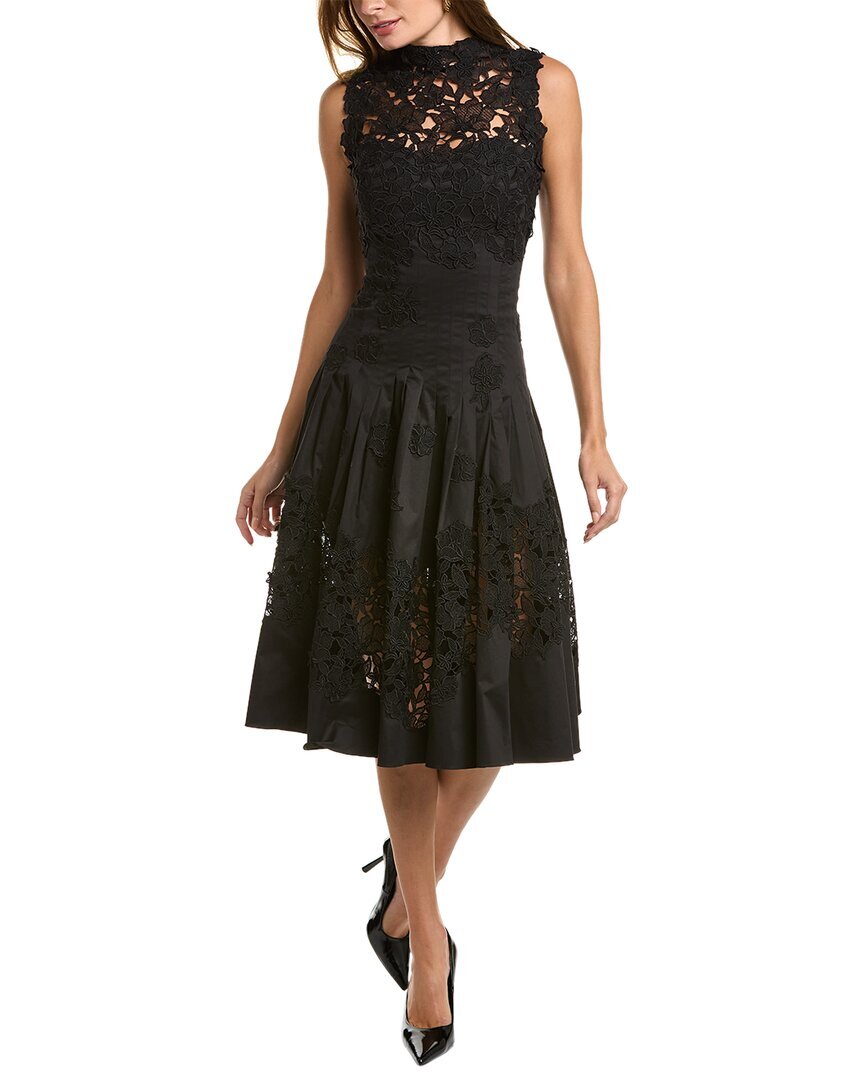 Женское платье с кружевной вставкой Oscar De La Renta, черное 0