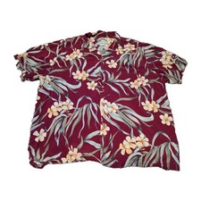 VINTAGE PARADISE FOUND XL RAYON HAWAIIAN SHIRT RED FLOWERS FLORAL TROPICAL