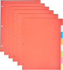 8-Tab Plastic Binder Dividers with Multicolor Tab Labels for 3 Ring Binder, Dura