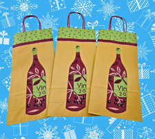 Wine Bottle Paper Gift Bags 12.5" x 5.5  NEW - Grapes   Choose 10/20/50