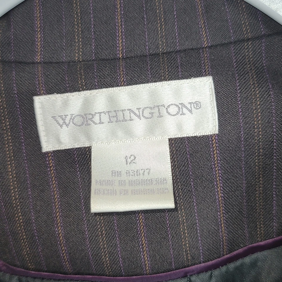 Worthington De Colección Conjunto Pantalón Y2K Talla 10/Traje Talla 12 Forrado a Rayas Pierna Ancha Para Mujer Foto 2 de 4