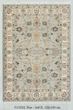 4x6 Light Green Ivory Persiann Sultanabad Style High KPSI Hand Knotted Wool Rug