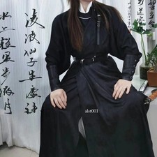 Chinese Black Men Women Hanfu Dress Tang Dynasty Robe Swordsman Cosplay Costume