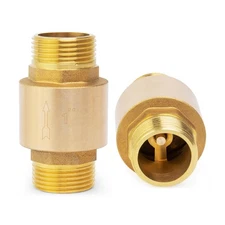 Brass In-Line Spring Check Valve DN25 1" Male Thread One-Way Non-return Verti...