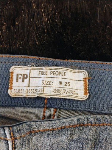 Free People Flared Bell Bottom Denim Jeans Elastic Waist Pull On Womens Jeans 25 - Picture 5 of 13