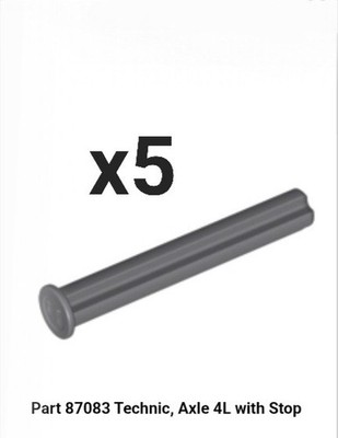 NEW LEGO QTY x5 DARK BLUISH GRAY Technic Axle 4L with Stop - 87083