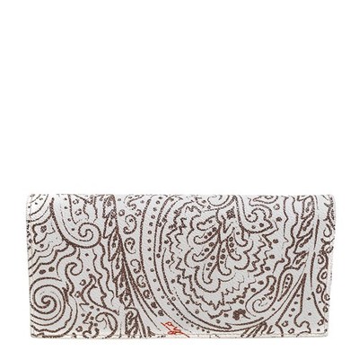 Etro WhiteBrown Paisley Print Coated Canvas Continental Wallet
