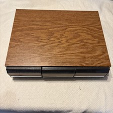 Vintage Cassette Tape Faux Wood Grain Storage Case Holder 3 Drawer 42 Tapes