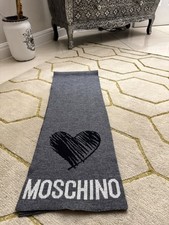 Moschino Heart Logo Knit Scarf Grey Black Reversible Y2K Unisex