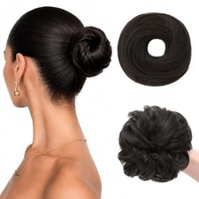 2PCS Messy Bun Hair Piece for Women, Small Donut Bun Messy Bun Brown Black