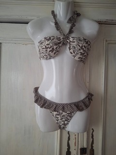 Bikini taupe fleurs dégriffé taille S