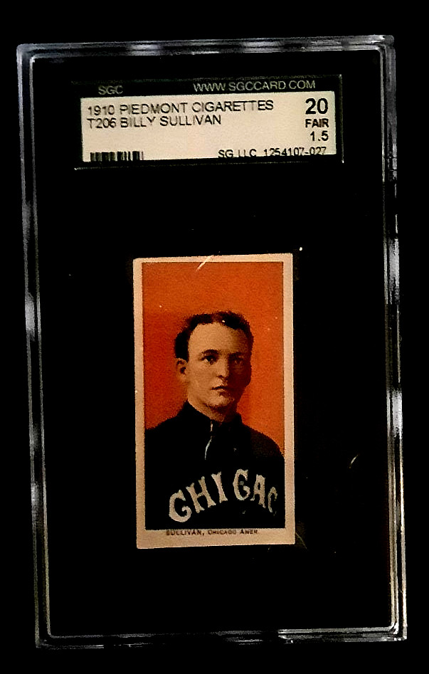 1910 T206 Billy Sullivan : Piedmont 350 SGC 1.5- Vintage tobacco card